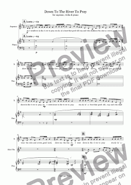 page one of Down To The River To Pray (voice+violin+piano)