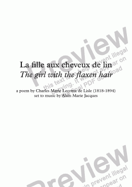page one of La fille aux cheveux de lin (Alain Jacques / leconte de Lisle)