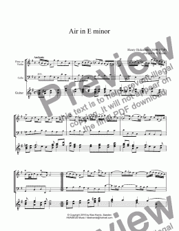 page one of Air in E minor for flute or violin, cello and guitar