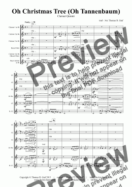 page one of Oh Christmas tree - Oh Tannenbaum - Funky - Clarinet Quintet 