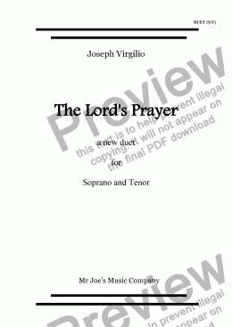page one of The Lord’s Prayer (a duet)