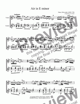 page one of Air in E minor for flute or violin and guitar
