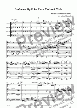 page one of Sinfonico, Op.12 for Three Violins & Viola
