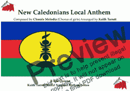 page one of New Caledonians Local Anthem (Hymne de laNouvelle Caledonie) for Brass Quintet