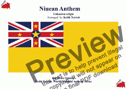 page one of Niuean National Anthem ’’Ko e Iki he Lagi” - “The Lord in Heaven” for Brass Quintet