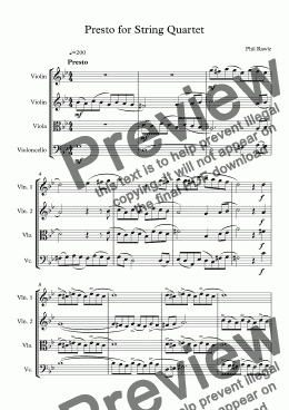 page one of Presto for String Quartet