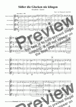 page one of Süßer die Glocken nie klingen - German Christmas Song - Saxophone Quartet 