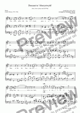 page one of Descant to 'Aberystwyth' (Jesu, lover of my soul)