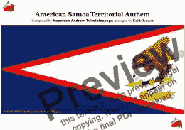 page one of American Samoan Territorial Anthem “Amerika Samoa” for Brass Quintet