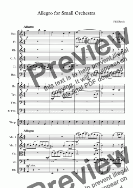 page one of Allegro for Small Orchestra