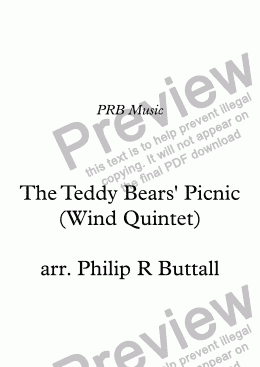 page one of The Teddy Bears’ Picnic (Wind Quintet)