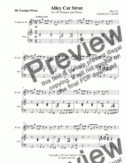 page one of Alley Cat Strut - Bb Trumpet and Piano