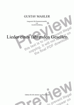 page one of Mahler/Schönberg: Lieder eines fahrenden Gesellen (Chamber Ensemble and bass voice)
