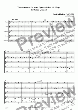 page one of Turmsonaten. 24 neue Quatrizinien  19. Fuga for Wind Quintet