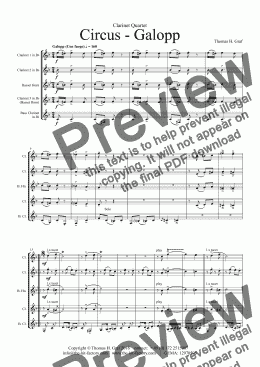 page one of Circus Galopp - Funny & Fast - Clarinet Quartet 