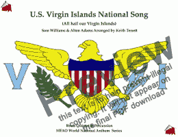 page one of U.S. Virgin Islands March ’’All hail our Virgin Islands’’ for Brass Quintet & Percussion