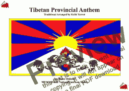 page one of Tibetan Provincial Anthem ’’Gyallu’’ for Brass Quintet