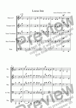 page one of Bruckner - Locus Iste for Brass Quintet