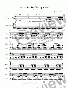 page one of Sonata for Two Vibraphones