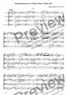 page one of String Quartet in G Minor Op.2-3, Ben.309