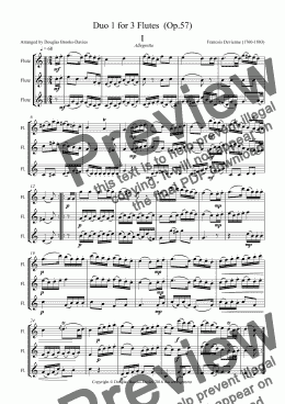 page one of DEVIENNE, Francois: Duo No 1 in C for 3 flutes (Op. 57)