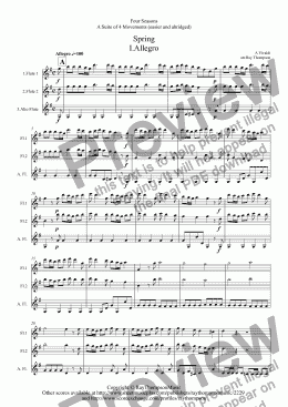page one of Vivaldi: Four Seasons: A suite of 4 movts.(easier and abridged)- flute trio