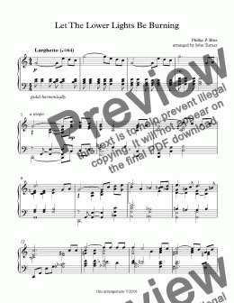 page one of Let The Lower Lights Be Burning  - for piano