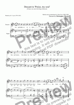 page one of Descant to 'Praise, my soul' (Praise, my soul, the King of heaven)