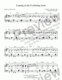 page one of Leaning on the Everlasting Arms - Hymn Piano Solo