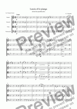 page one of Haendel - Lascia ch’io pianga (arr. String quartet)