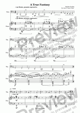 page one of A True Fantasy for solo Tuba and Piano