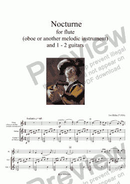 page one of NOCTURNE-arrangement for flute (oboe or another melodic instrument) and 1-2 guitars