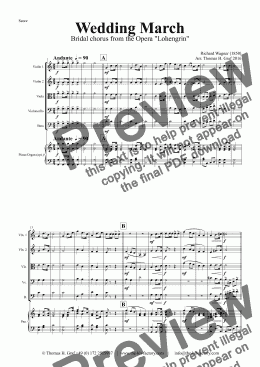 page one of Wedding March - Bridal chorus Lohengrin - String Orchestra