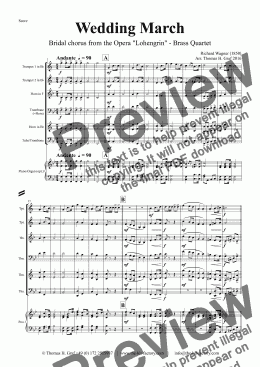 page one of Wedding March - Bridal chorus Lohengrin - Brass Quartet 