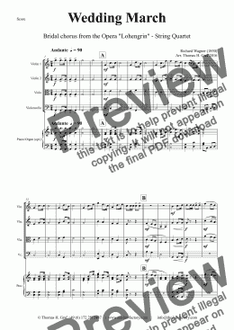 page one of Wedding March - Bridal chorus Lohengrin - String Quartet 
