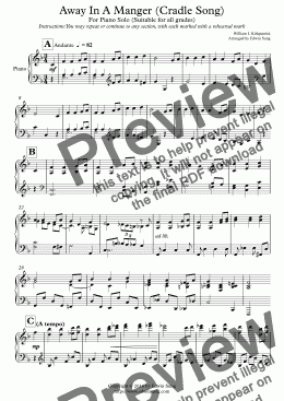 page one of Away In A Manger (Cradle Song) (for piano solo, suitable for all grades) [FREE OFFER UNTIL 10/10/2016]