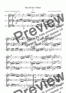 page one of DEVIENNE, Francois: Duo No 3 in D for 3 flutes (Op. 57)