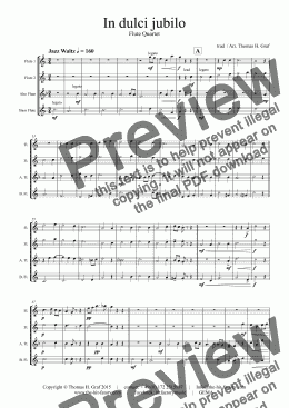 page one of In dulci jubilo - Christmas Song - Jazz Waltz - Flute Quartet