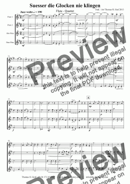 page one of Süßer die Glocken nie klingen - German Christmas Song - Flute Quartet