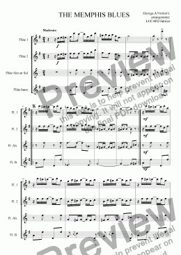 page one of memphis blues  flûtes quartet