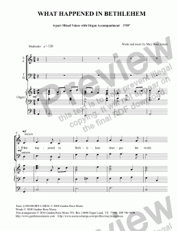 page one of What Happened in Bethlehem (Christmas Choral Anthem) SATB + organ