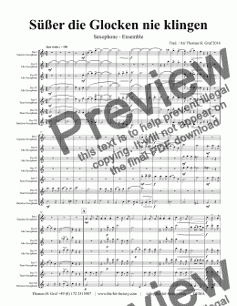 page one of Süßer die Glocken nie klingen - German Christmas song  - 7 Parts - Saxophone Ensemble