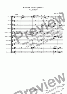 page one of Dvorak: Serenade for Strings Op.22 Mvt.III.Scherzo - wind dectet