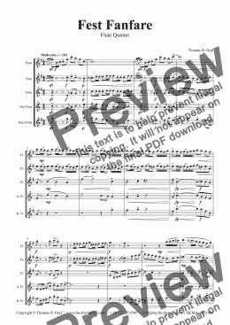 page one of Fest Fanfare - Classical Festive Fanfare - Opener - Flute Quintet
