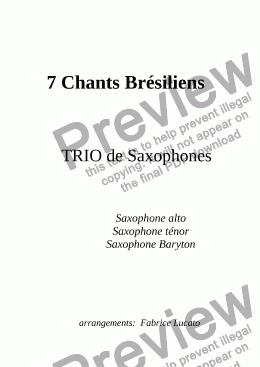 page one of 7 Chants bresiliens TRIO SAXOPHONES