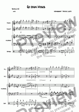 page one of go down moses DUO VIOLONS PERCUSSIONS