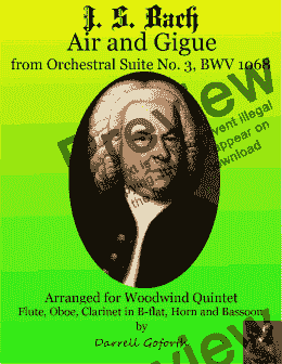 page one of Bach: Air and Gigue from Orchestral Suite No. 3 for Woodwind Quintet
