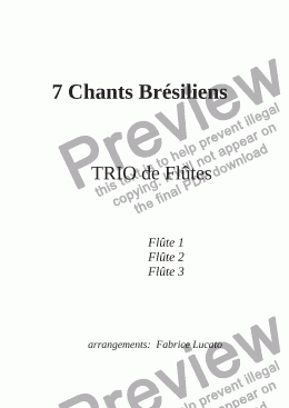 page one of 7 Chants Brésiliens TRIO FLUTES 