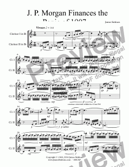 page one of J. P. Morgan Finances the Panic of 1907 - Duet for Bb Clarinets