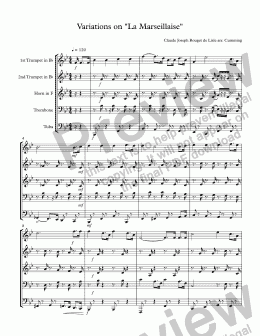 page one of Variations on "La Marseillaise" for brass quintet